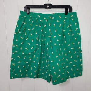 Vintage EP Pro Shorts Womens Size 16 Green White Golf All Over Print